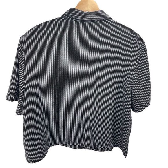 Koret Womens Button Down Shirt Top Short Sleeve Vintage Black White Petite XL - Picture 2 of 11